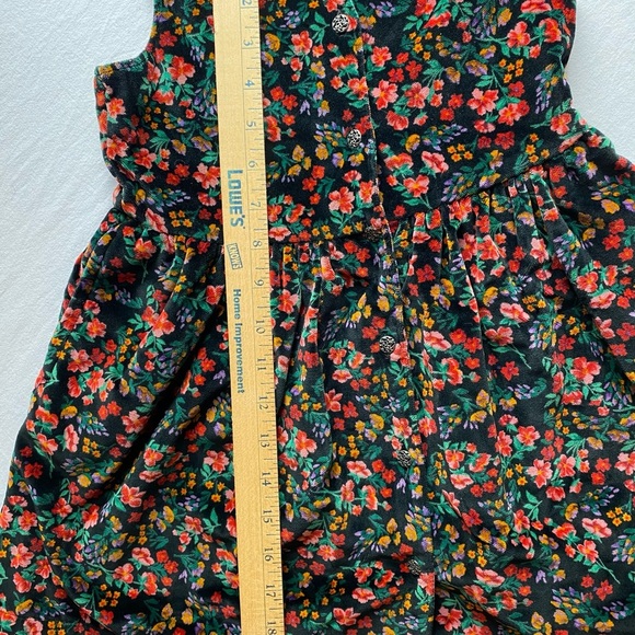 Vintage 90s GAP Floral Velvet Kids Button up Dress - Girls XXS - Picture 6 of 8